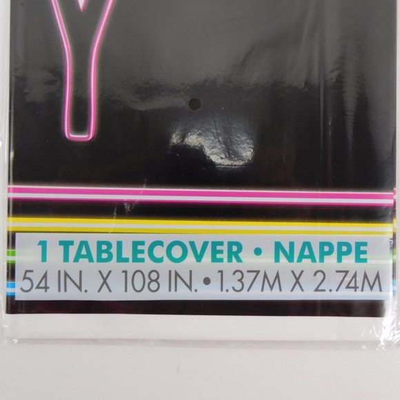 Unique Neon Party Plastic Tablecover (Nappe en Plastique) 54" x 108" Lot of 2 - Picture 4 of 5